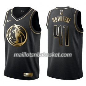Maillot Homme Dallas Mavericks Dirk Nowitzki 41 Nike Noir Gold Edition Swingman